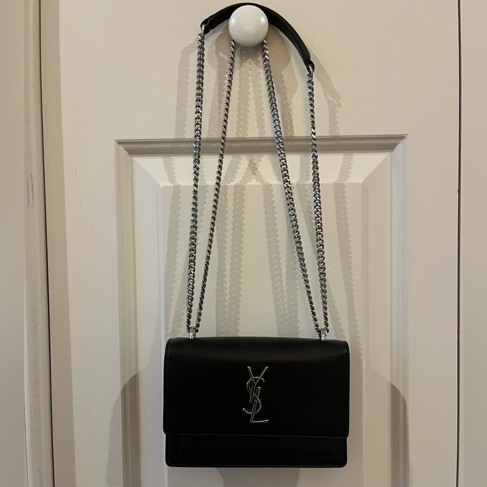 Saint Laurent Sunset leather wallet on a chain